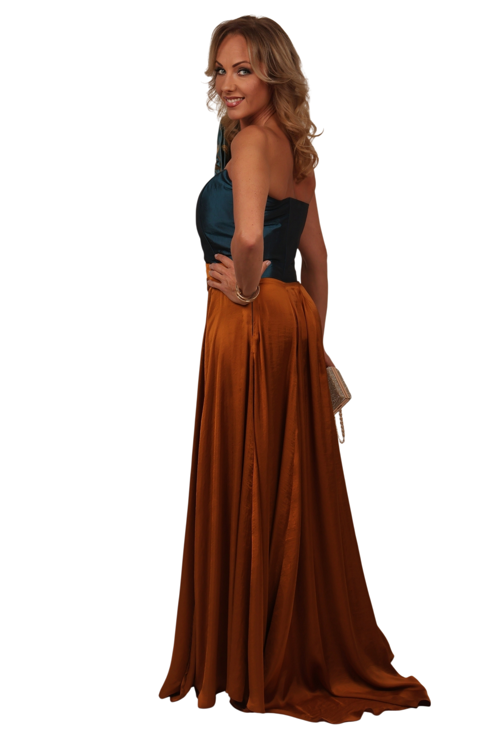 BLUE AMAZON EVENING GOWN