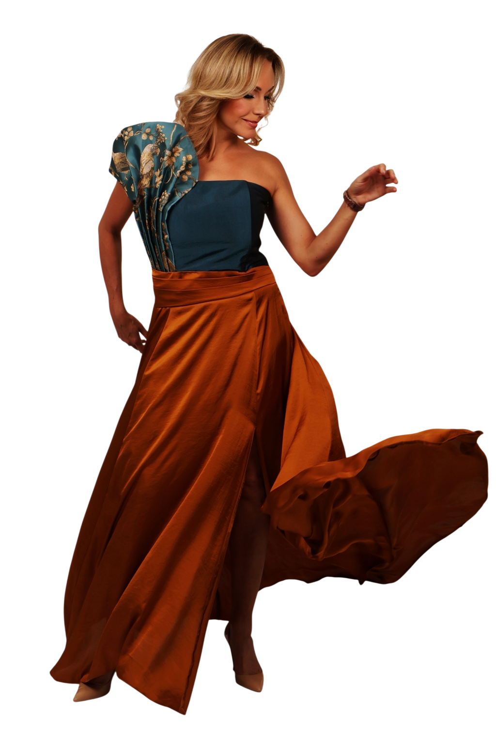 BLUE AMAZON EVENING GOWN