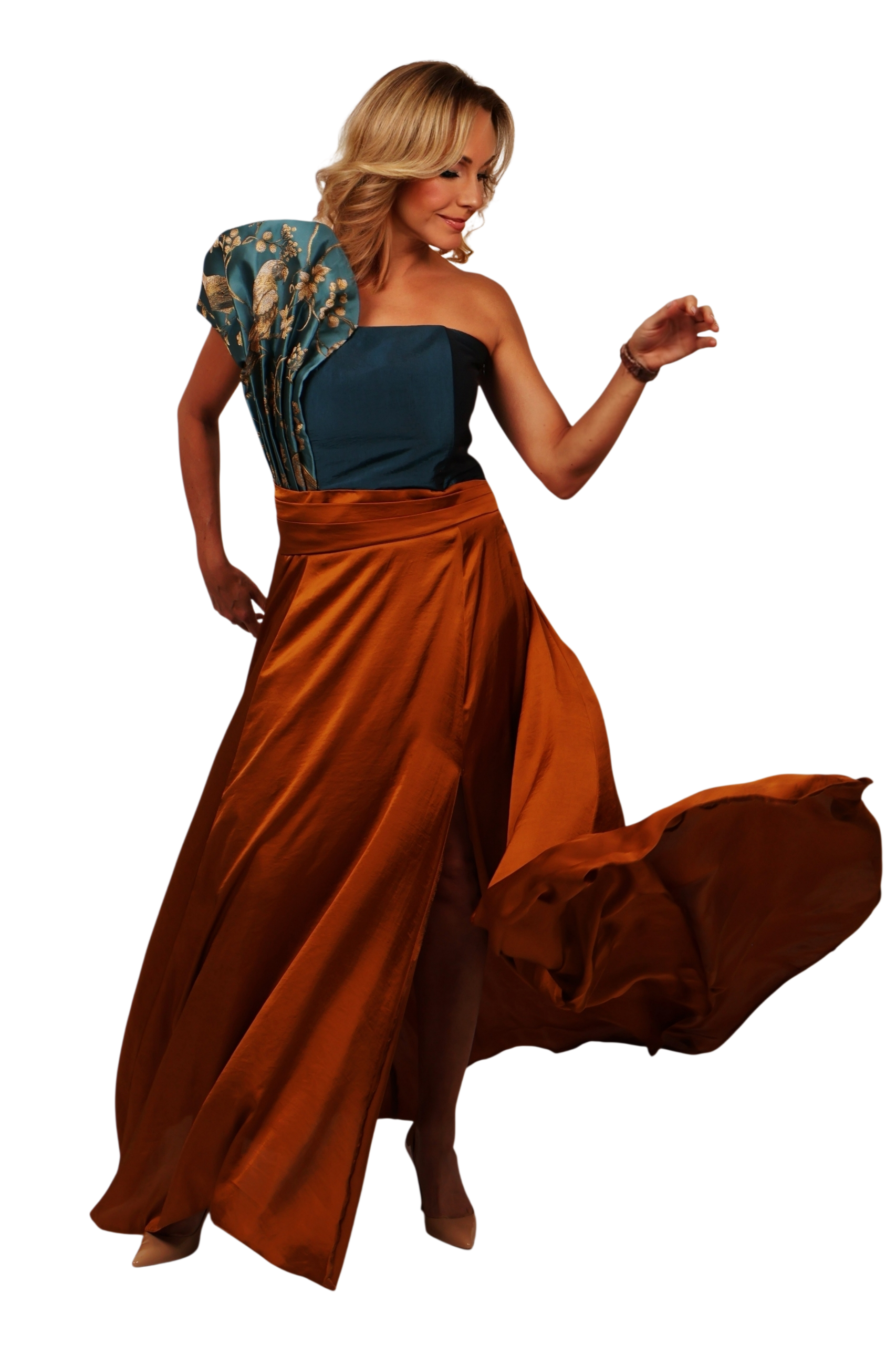 BLUE AMAZON EVENING GOWN