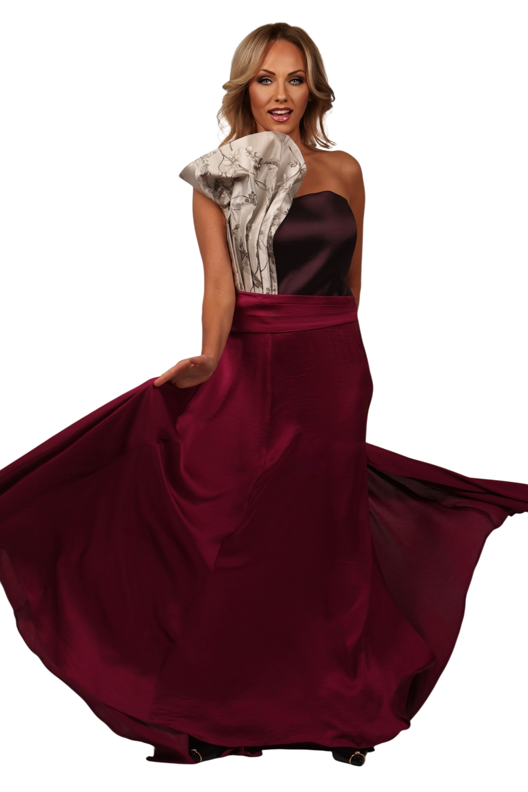 BURGUNDY AMAZON EVENING GOWN