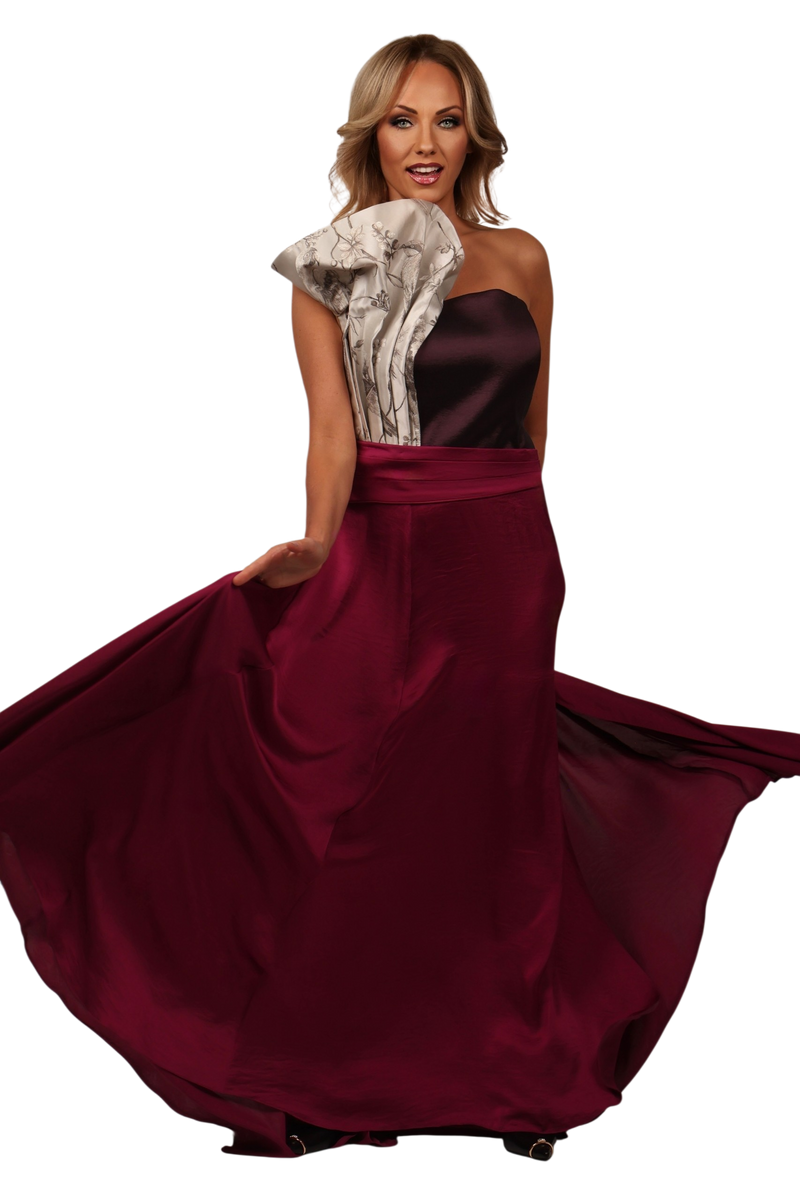 BURGUNDY AMAZON EVENING GOWN